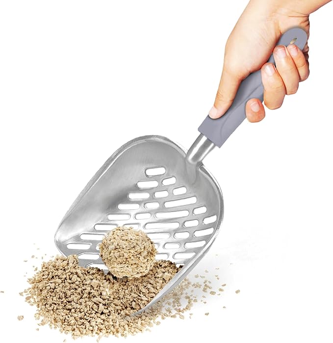 SunGrow Cat Litter Scoop, Life Transforming Cat Scooper, Reduces Hand Fatigue, Saves Clear Litter, Use with Small Litter Type, Makes Scooping Faster and Easier, Gray, 1 pc