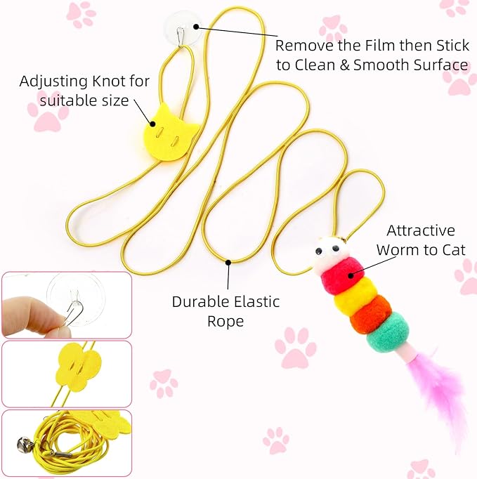 Leitee 100 Pcs Cat Storage Basket Gift Toys Set Cute Cotton Rope Basket, Fish Plush Mice Pet Bell Colorful Crinkle Balls Spring Toys Attract Cat to Swat, Hunt, Interactive for Pet (Basic,Pink,White)