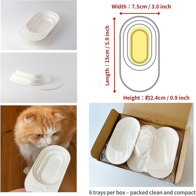 Cat Urine Collection Kit (6-Pack) – Clean Catch Urine Sample Tray for Cats & Small Dogs – Disposable Pet Urine Collector Tray – No Special Litter Needed – Made in Japan