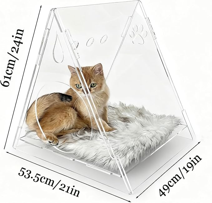 Cat Bed Cozy Triangle Acrylic Cat Houses for Indoor Cats Pet House for Indoor Cats & Small Dogs - Easy Assembly, Waterproof, Washable, Perfect for Small and Medium Pets