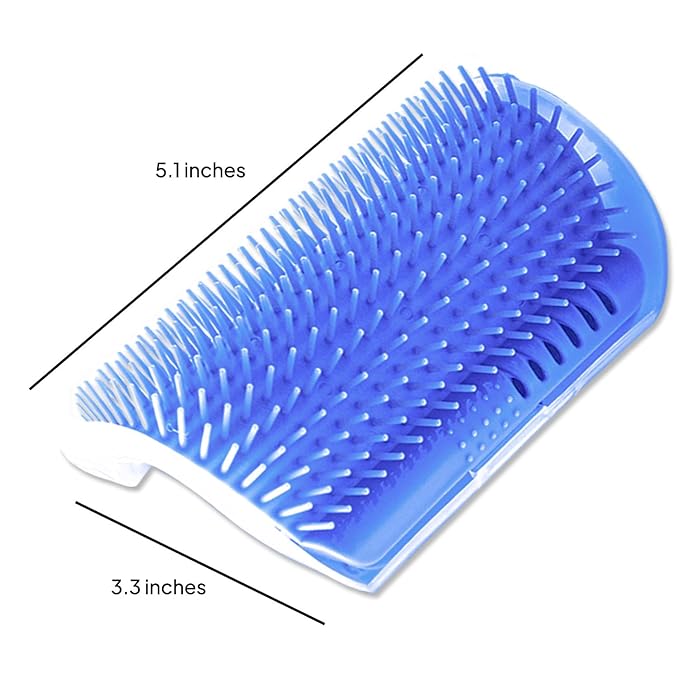 Cat Self Groomer – Wall Corner Grooming Brushes for Cats and Small Pets – Soft Massage Brush for Shedding Control and Face Rubbing (Dark Blue)