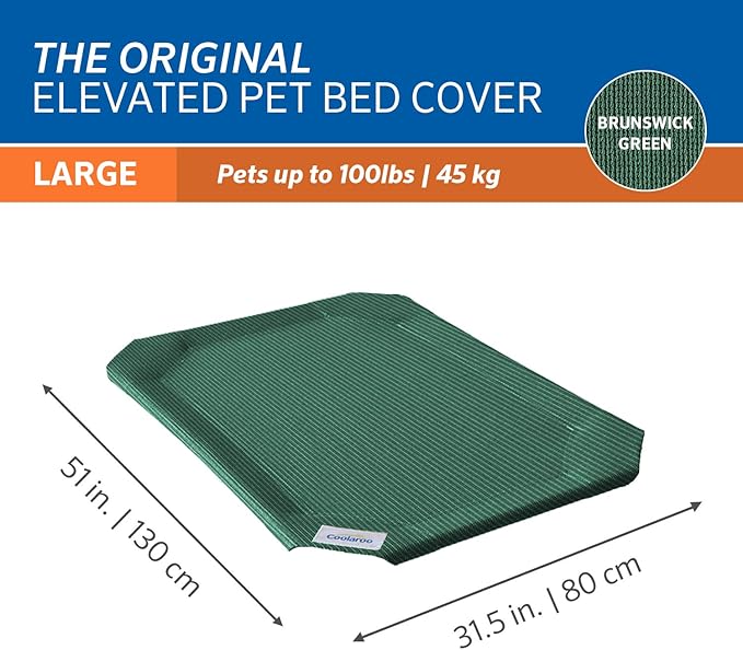 Coolaroo Original Pet Bed Replacement Cover - Brunswick Green - Large (43.5" x 31.5") (Pack of 3)