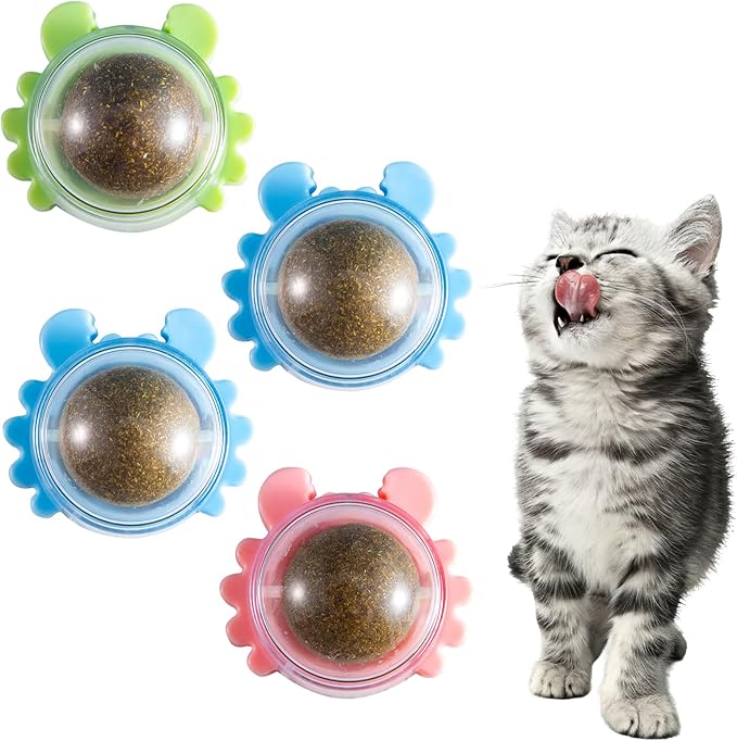 4 Pack Catnip Ball Toy 360° Cat Nips for Cats Wall Organic Nips Catnip Ball Toy 360° Cat Nips for Cats Organic