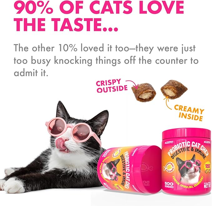 LEGITPET Daily Probiotic Cat Chews for Digestive & Gut Health – Supports Healthy Digestion & Immune System – Crunchy Chews with Creamy Center – Chicken Flavor, 500 Chews