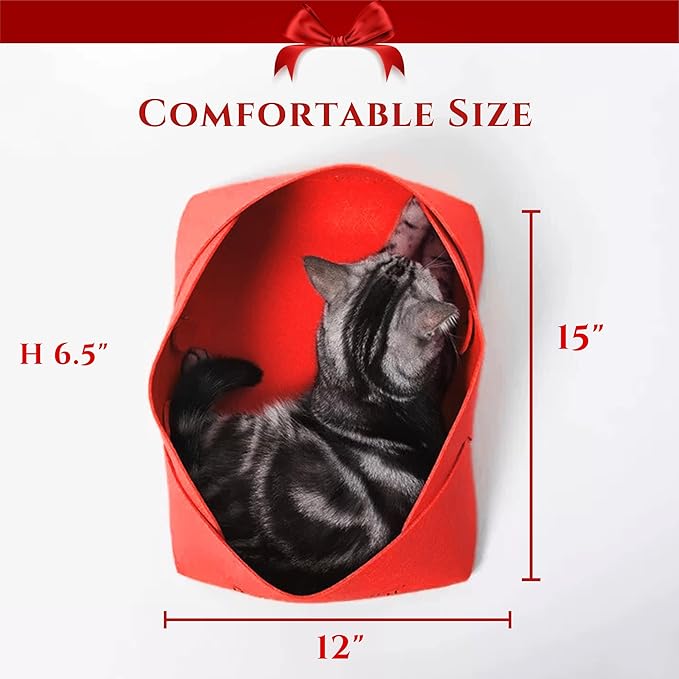 Cat Scratcher Bed, Foldable Scratch-Resistant Cat Couch for Indoor Cats, Cozy Lounger for Sleeping & Scratching, Cozy Warm Red Color