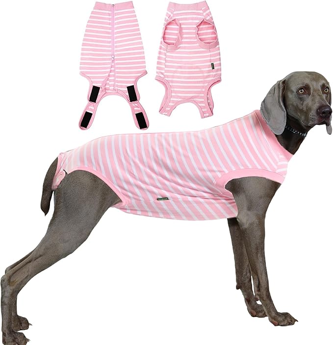 Dog Recovery Suit Female,Pink Small Spay Surgery Recovery Shirt,Pink-White Striped XS