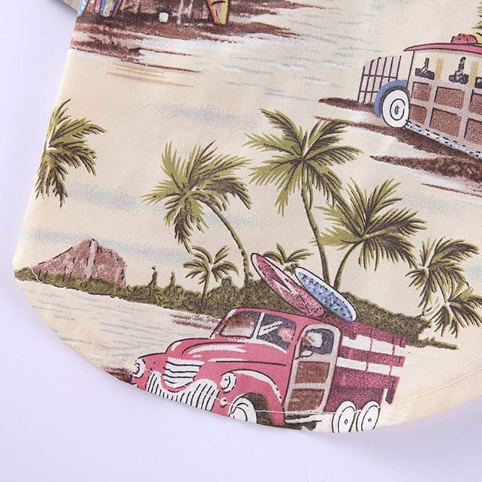 Tangpan Hawaiian Beach Coconut Tree Print Dog Shirt Summer Camp Shirt Clothes (XL-18#, Champagne)