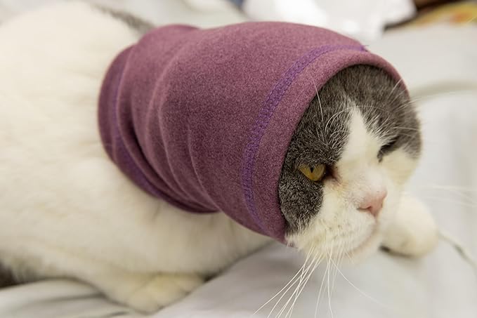 Cat Snood Cover Noise Cancelling Ear Wrap Neck Cat Head Cover Ear Wrap for Baths Pail Lilac S