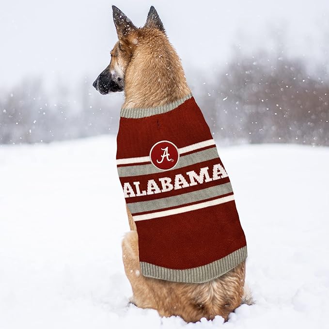 NCAA Alabama Crimson Tide Dog Sweater, Size Extra Small. Warm and Cozy Knit Pet Sweater with NCAA Team Logo, Best Puppy Sweater for Large and Small Dogs