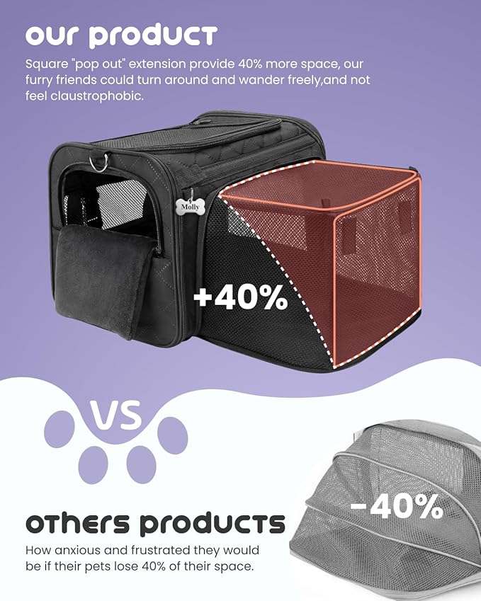 MIDOG Cat Carrier Soft for Small to Medium-Sized Cats,Up to 25 Lbs, Large Soft Sided Pet Carrier,Collapsible Travel Cat Carriy Bag(Beige,20 inch x 13 inch x 13 inch)