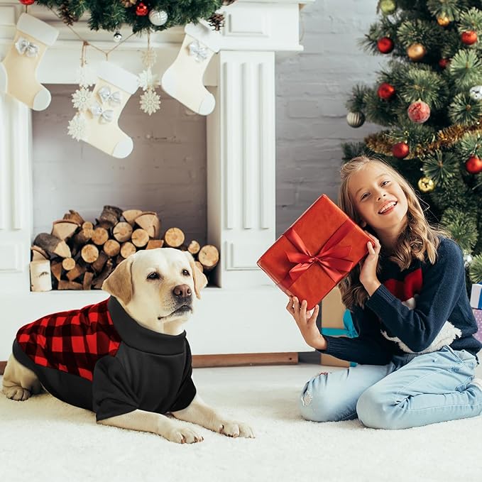Ugly Christmas Dog Sweater – Soft & Warm Turtleneck Dog Outfit with Leash Hole, Cold-Weather Coat for Dogs & Cats, Perfect for Christmas (Red & Black, Small)