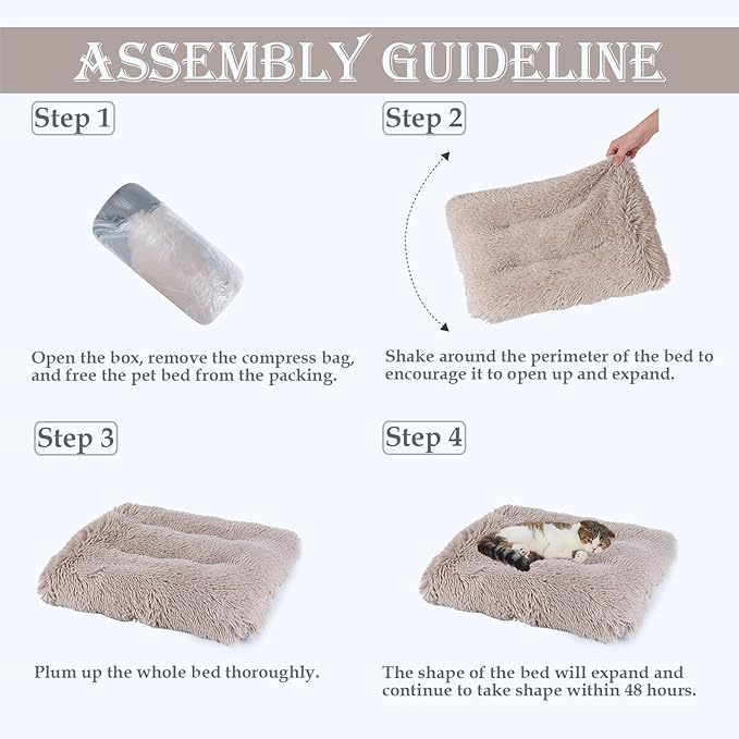 Washable Extra Large Medium Small Size Dog & Cat Bed Indoor, Calming Comfort Fluffy Self Warming Heated Couch Mat for Creat Cage, Heating Sofa Pad & Furniture for Big Sized Pet Puppy Bunny Rabbit Car