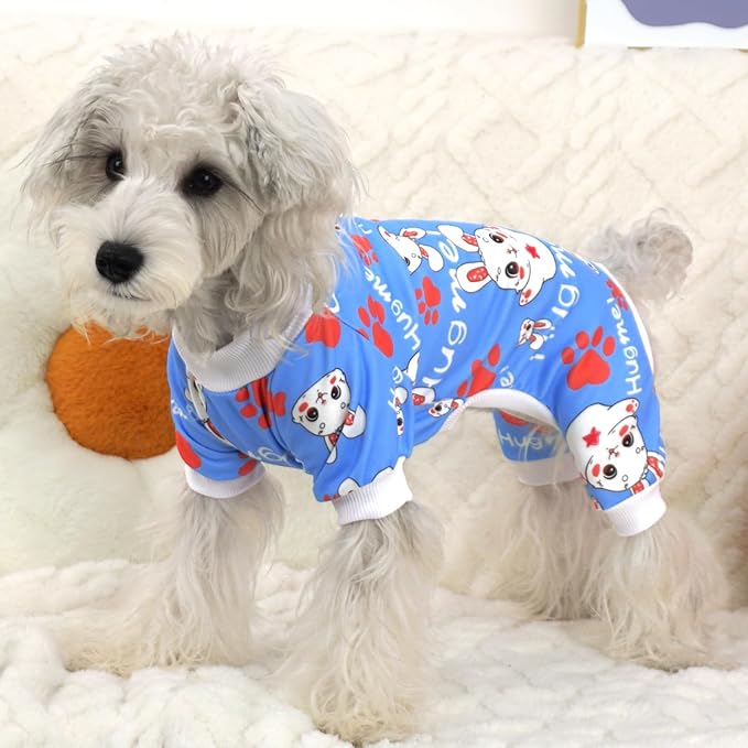 XPUDAC Easter Dog Pajamas Soft Stretchy Bunny Dog Clothes for Small Medium Dogs Pet Jumpsuit Cat Apparel-XS