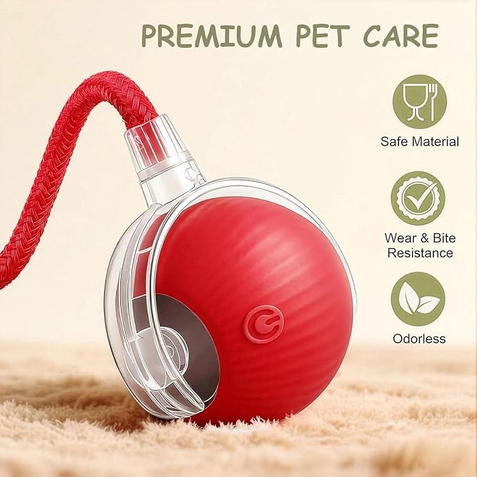 Smart Ball 2.0 - Automatic Cat Toy & Interactive Dog Toys for Small Dogs - Moving Cat Toy Ball for Indoor Cats - Motion Activated, Light Up, USB-C Rechargeable Pet Toy, 2 Speed Modes [Red]