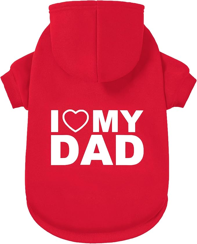 Dog Sweater Dog Hoodie Cold Weather Coat Hooded Sweatshirt for Puppies,Cats, Small Medium Large Dogs (Red(I Love My Dad), Large)