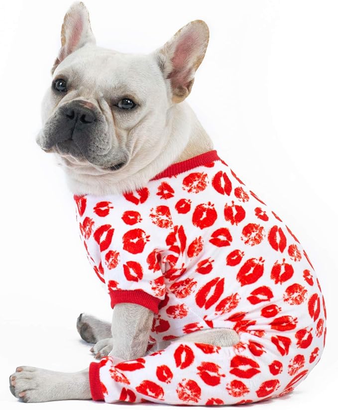 CuteBone Dog Pajamas Valentines Costumes Fleece Pet Clothes Puppy Onesie Winter Holiday Cute Cat Jammies Keep Your Pet Warm in The Cold Weather P116L
