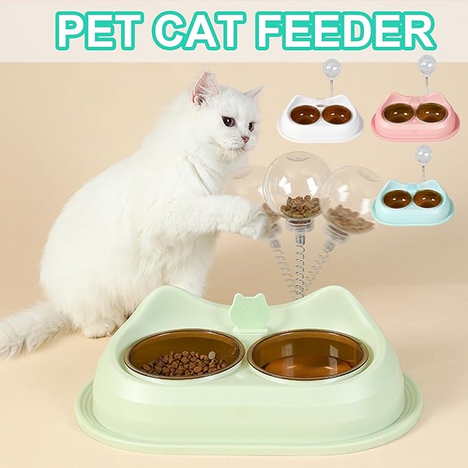 Practical Pet Double Bowl Dry Food Watering Food Feeding for Cats Feeding Dish Pet Supplies Neck Protections Cats Bowl