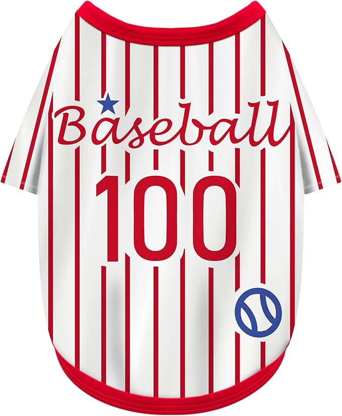 Paiaite Sleek Striped Dog Vest: Sleeveless Baseball-Style Dog Shirt, Ideal Fit for Small, Medium, and Large Breeds,Polyester Fabric for Comfort, Breathability, and Stretchiness Red 3XL