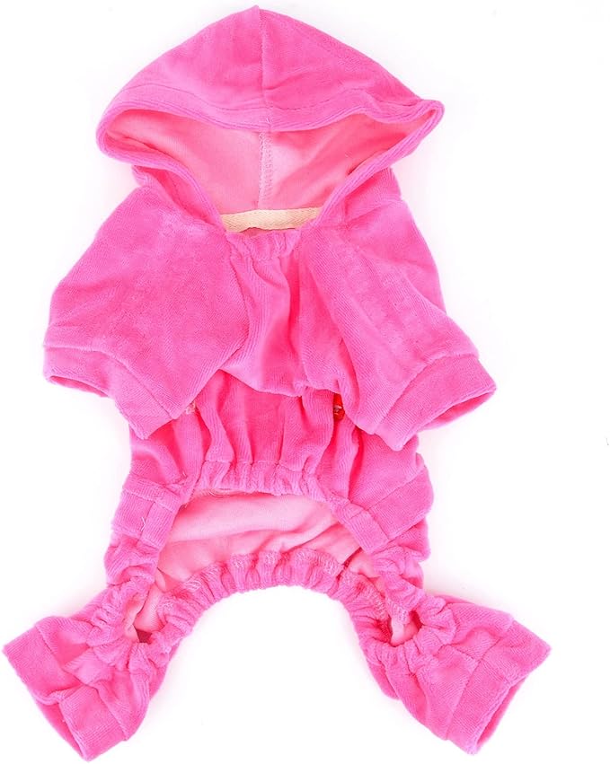 Dog Hoodies Jumpsuit for Small Dog Cat Puppy Rhinestone Crown Soft Velvet Winter Hooded Pajamas Tracksuit Outfits Sportswear Jacket with Hat Training Outdoor Pink XS