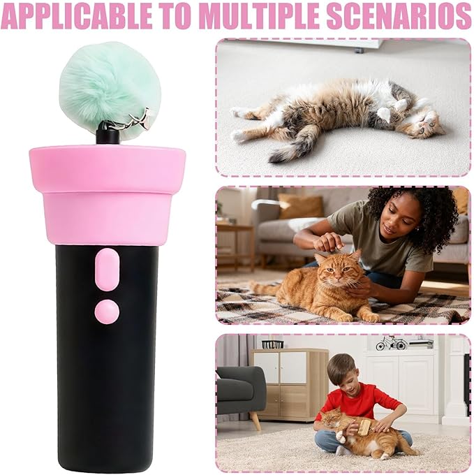 Electric Cat Wand Toy with Telescopic Rope, Cat Teaser Game Interactive Cats Toys Fuzzy Ball Launchers Funny Enrichment Toys for Bored Indoor Pets