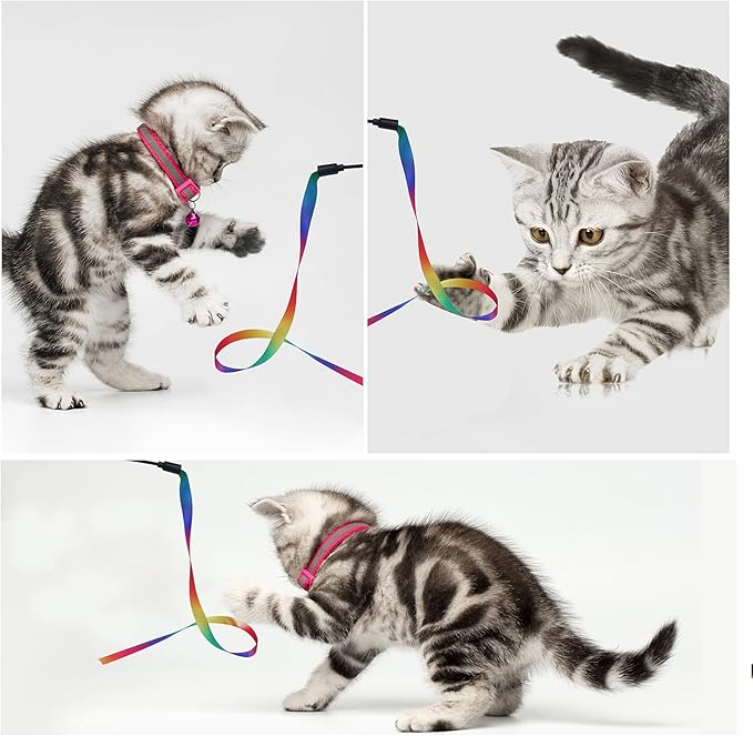 Molain Cat Wand Interactive Toy, 5 Sets Colorful Fabric Ribbon Sticks, Indoor Interactive Cat String Toy