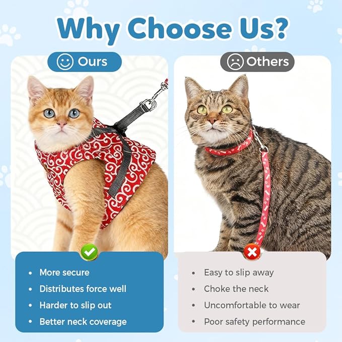 Cat Dogs Vest Harness and Leash Escape Proof, Soft Breathable Mesh and Comfortable Cat Harness and Leash Set, Anti Break Away Chest Strap Kitty Clothes for Travel Walking (Green, XS)