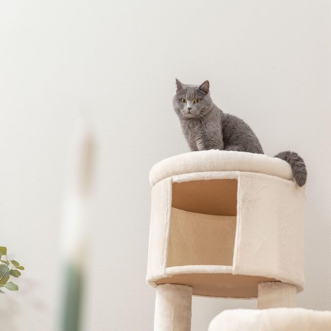 Trixie Aidan 53" Cat Tree Tower with Hammock, Condo, 6 Plush & Jute Scratching Posts, Cozy Beds & Multi-Level Perches – Modern Indoor Cat Furniture for Climbing, Scratching, Lounging & Play
