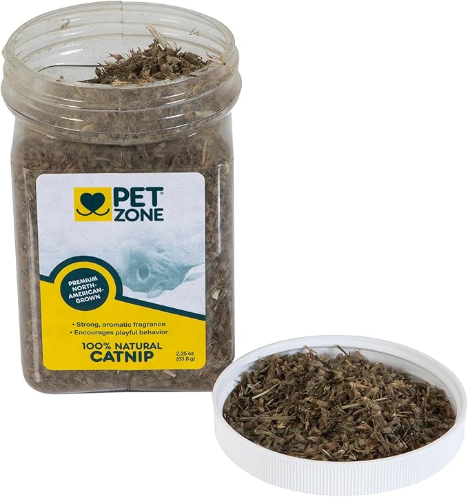 Pet Zone 100% Natural Premium North American Grown Catnip in Jar, 2.25 Oz (63.8 g), Pack of 1