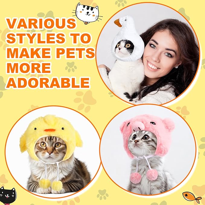 Reginary 10 Pcs Cat Hat Cat Costumes Animal and Fruit Shaped Hat Adjustable Accessory Headwear for Small Dog Puppy Kitten Pet Halloween Christmas Birthday Party Photo Prop (Style B)