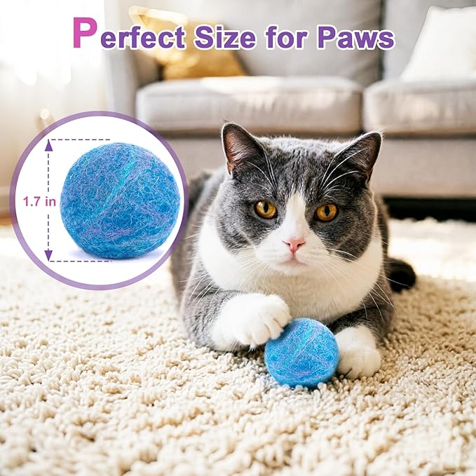 Retro Shaw Catnip Balls with Bell Inside - 6 Pcs Interactive Catnip & Silvervine Cat Toys, Durable Wool Balls for Indoor Cats, Kitten Teething Toys, Natural Catnip Toys for Bored Cats
