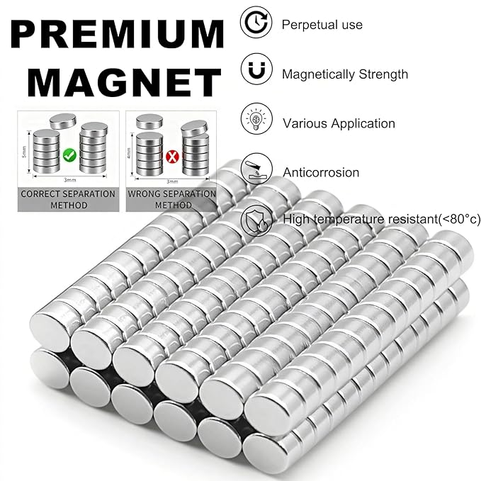 100pcs 4×3mm Round Mini Magnets for Acrylic Nail Clippers, Multi-Use Neodymium Magnet for Measuring Artificial Nail Length, Cat Eye Nail Art, Fridge Magnets, Crafts, Office Supplies