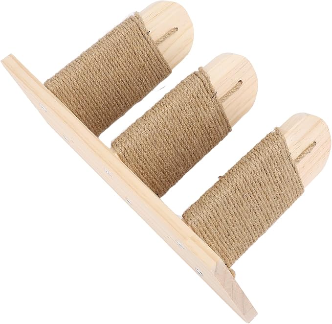 Asixxsix Cat Wall Shelves, Pine Wood Construction Space Saving Cat Shelves, Wall Mounted Furniture with Scratch Post and Bed for Home Apartment (3 Tier)