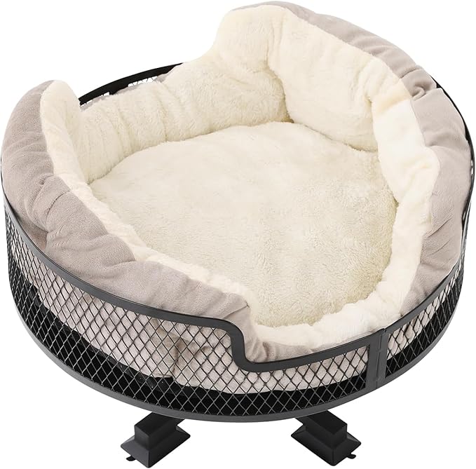 16X16X11 inch Cat Desk Bed with Soft Pad, Stainless Steel Round Desk Bed for Cas, Dogs, Pet Furniture Cat Nest Stable Stand, Up to 22.05 lbs