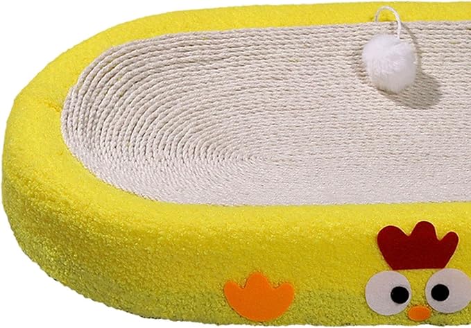 Cat Scratch Pad Bowl Nest Corrugated Cat Lounge Comfortable Claw with Interaction Ball Toy Furniture Protector, Yellow Oval
