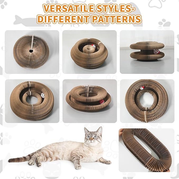 Magic Twist Cat Toy, Collapsible & Double-Sided Infinity Design Kitten Scratching Pad, Eco-Friendly Cardboard, Long-Lasting Interactive Play Toy for Indoor Kittens, 2 Pack