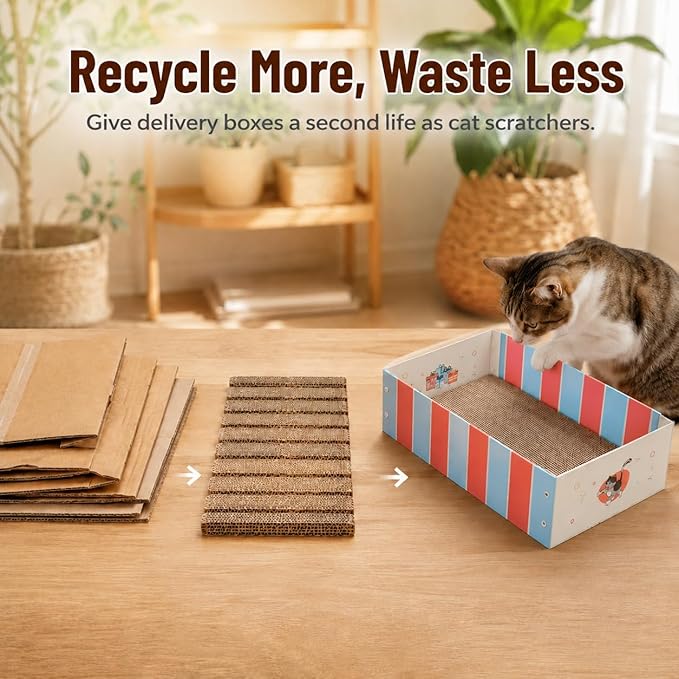 DIY Cat Scratcher Box Kit with Electric Cardboard Cutter – Turn Shipping Boxes Into Fresh Cat Scratch Pads, Reusable Cardboard Cat Scratching Bed for Indoor Cats, Make Your Own Refills at Home