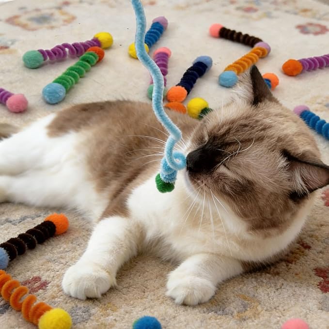 IUHKBH Fabric Cat Spring, 22 PCS Vibrant Spiral Cat Coil Interactive Cat Toys for All-Age Kitties Boredom Relief & Exercise