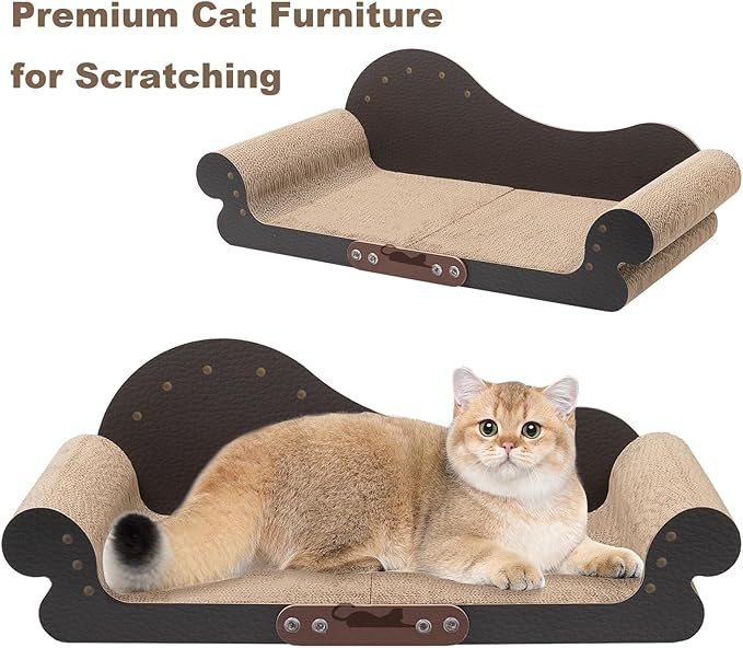 Cat Scratcher,Premium Cat Scratching Board Large Cat Scratcher Bed Pet Scratching Board Oversized Scratch Lounge Cat Bed Furniture Protector Cat Couch Scratcher Cardboard Black