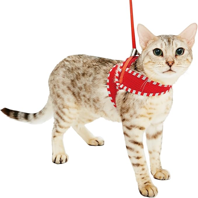 Petio Cat Harness, Anycat Harness, Striped, Red, Size S