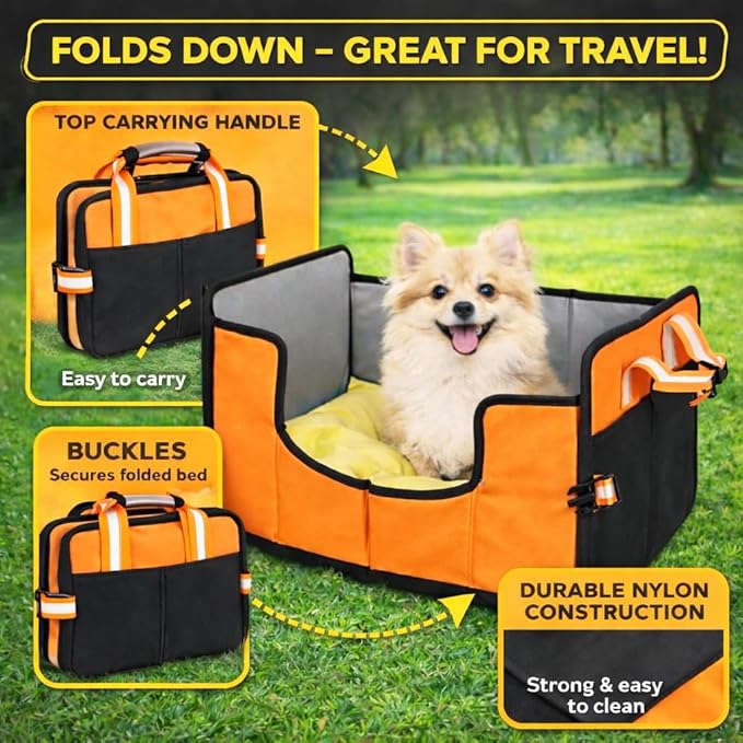 Pet Life ® 'Travel-Nest' Innovative Portable Travel Folding or Collapsible Cat and Dog Bed with Carrying Handle