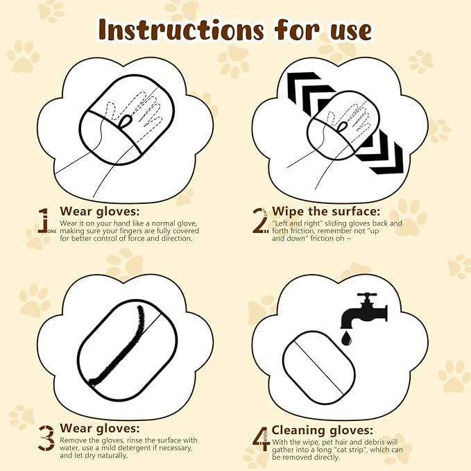 Pet Hair Removal Gloves,Electrostatic Gloves Pet Hair, Efficient Grooming Glove for Cats Dogs, Reusable Pet Hair Removal Tool for Couch, Furniture, Carpet, Curtain (3)