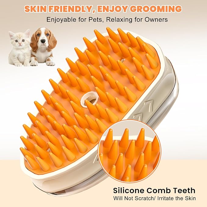 Cat Steam Brush for Shedding, 4 in 1 Pet Steam Brush for Dog Rechargeable Cat Steamy Brushs Cleanser Steaming Dog Brush for Shedding Massaging Grooming