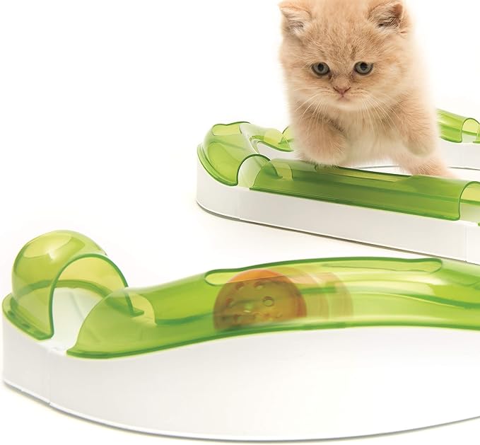 Catit Senses 2.0 Wave Circuit Interactive Cat Toy - 8-Piece Closed-Track Ball Toy for All Breed Sizes
