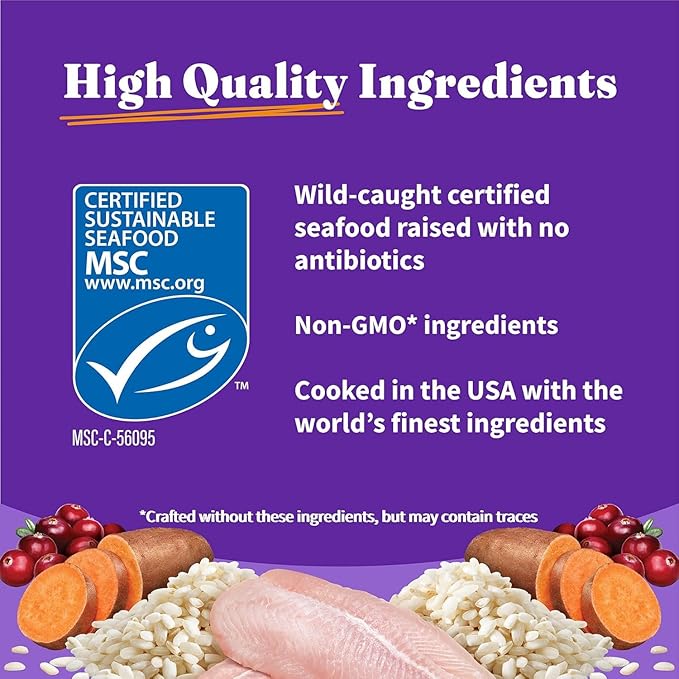 Halo Holistic Cat Food Wild Caught Whitefish Formula, Healthy Grains Dry Cat Food, For Sensitive Stomach Support, Kibble for Adult Cats, 3 lb Bag