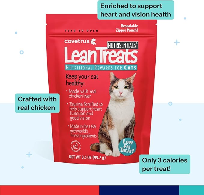Covetrus Nutrisential Lean Treats for Cats - Soft Cat Treat for Small, Medium, Large Cats - Nutritional Low Fat Bite Size - Chicken Flavor - 10 Pack - 3.5oz