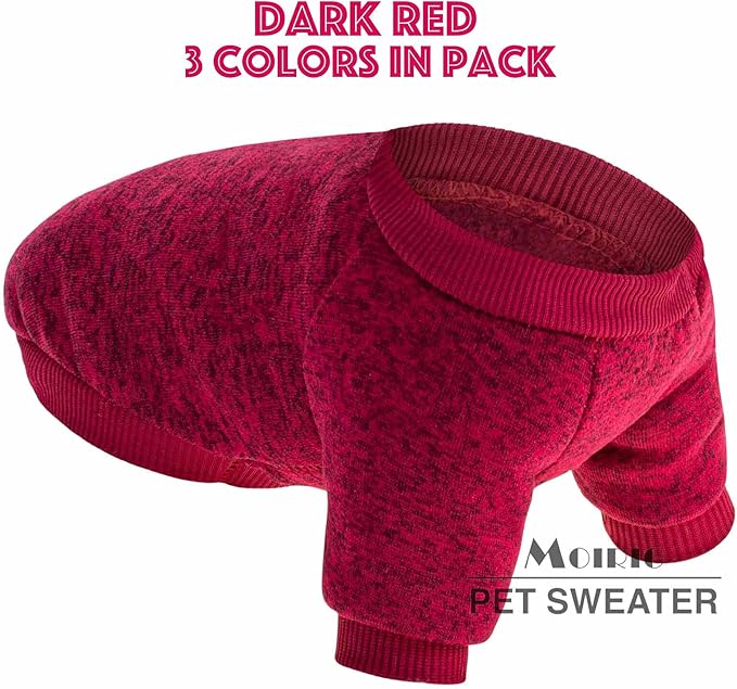 Dog Sweater, Dog Sweaters for Small Dogs, 2, 3 Pack Warm Soft Pet Clothes for Puppy, Medium Large Cat, Dogs Girl or Boy, Dog Shirt for Winter Christmas (Red+Green+Coffee, Medium)