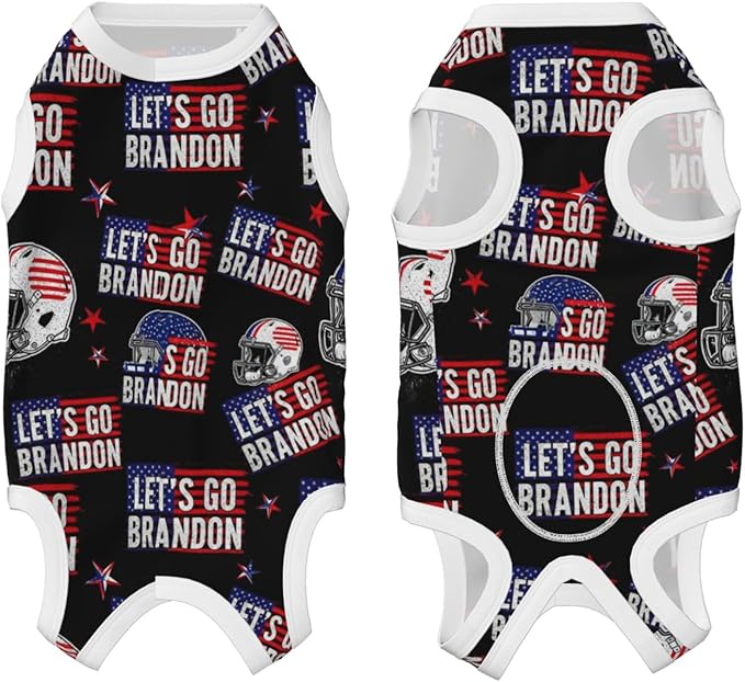 Recovery Suit for Dogs Lets Go Brandon Black and White American Flag Dog Surgery Suit Female Spay Male Neuter