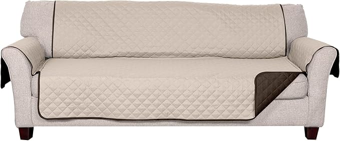 Furhaven Water-Resistant & Reversible Large Sofa/Couch Cover Protector for Dogs, Cats, & Children - Two-Tone Pinsonic Quilted Living Room Furniture Cover - Espresso/Clay, Large Sofa