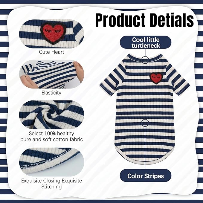 DENTRUN Hairless Cats Shirt Breathable Cat Daily Wear Clothes Stripe Vest Adorable Pajamas Jumpsuit Soft & Skin-Friendly