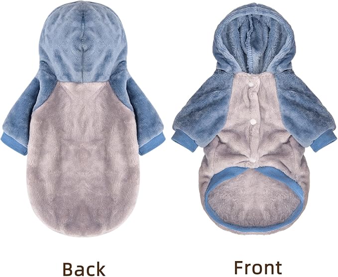 FabriCastle Dog Hoodie Sweater for Small Dogs Boy and Girl, Dog Clothes S XS XXS Puppy Sweatshirt, Pet Outfit, Cat Clothing Super Soft Warm Snap On Closure (Lightgrey-Blue, XX-Small)